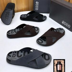 Eco Slides flat sole crossed leather