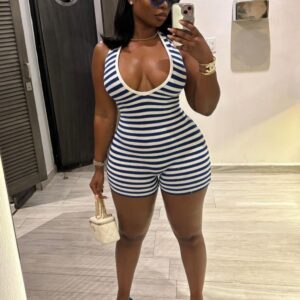 Backless Shirring Romper