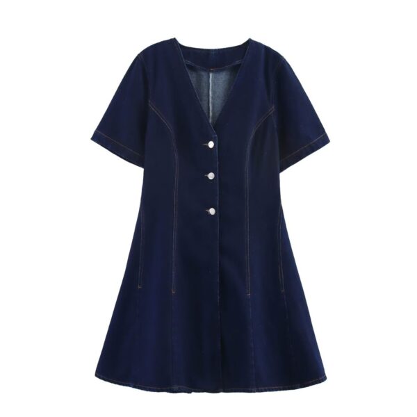 Zara V-Neck Mini Denim Dress - Image 2