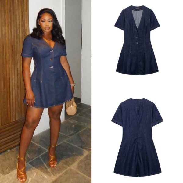 Zara V-Neck Mini Denim Dress